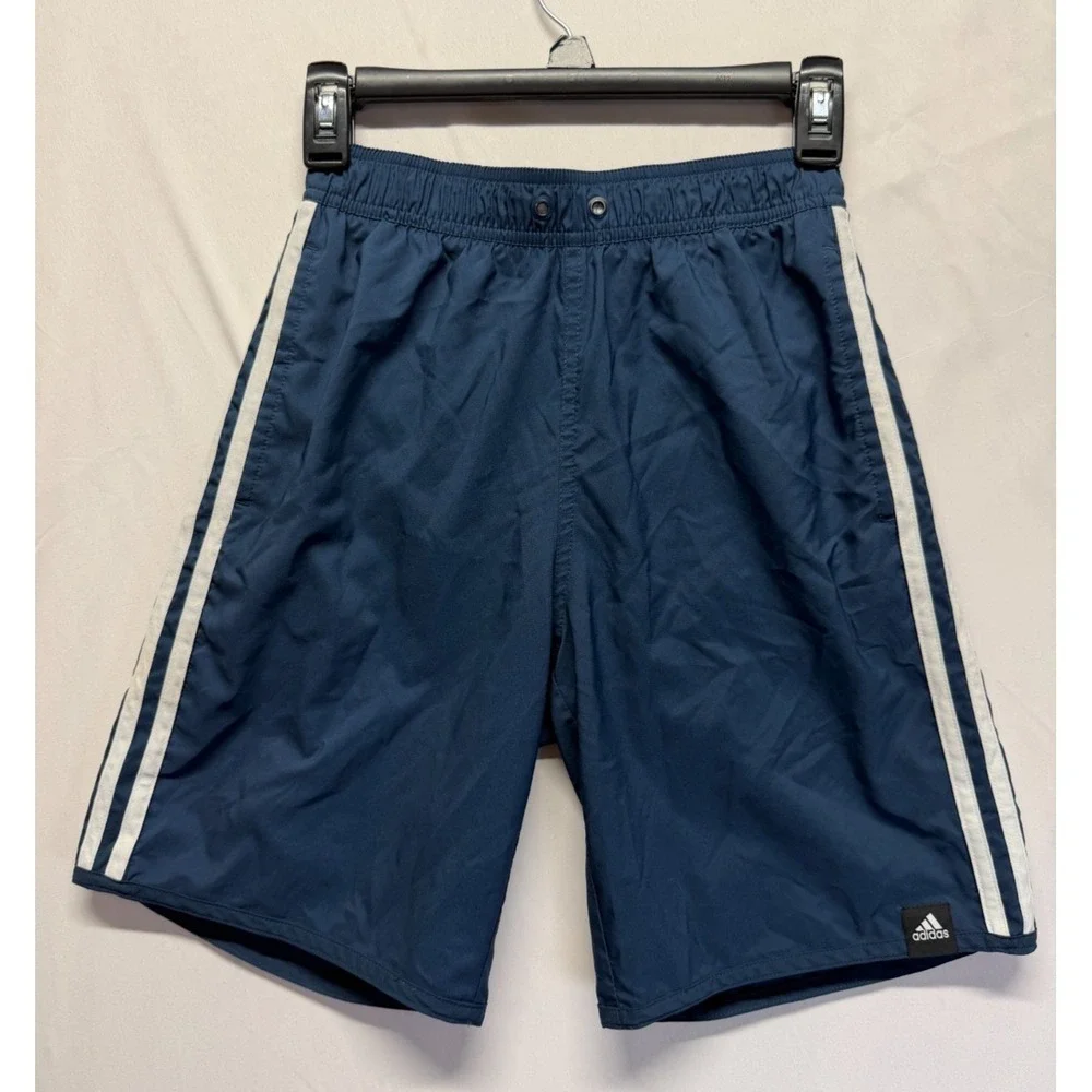 Adidas Originals Board Shorts Mens‎ XS Blue White 3 Stripes Mesh Lined Swimwear